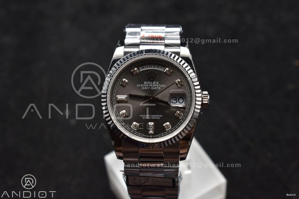 Dial 36 (Gain Diamond 904L Steel on Weight) SS Grey Bracelet vr3255 Best QF Edition V5 President DayDate 0601